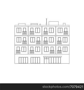 Apartment house line drawing. Apartment house line drawing. Vector thin illustration of condominium building.
