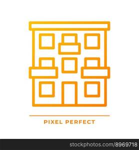 Apartment pixel perfect gradient linear vector icon. Urban building. House exterior. Real estate. Flat with balcony. Thin line color symbol. Modern style pictogram. Vector isolated outline drawing. Apartment pixel perfect gradient linear vector icon