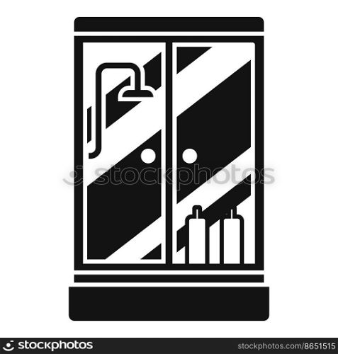Apartment shower cabin icon simple vector. Glass door. Domestic faucet. Apartment shower cabin icon simple vector. Glass door