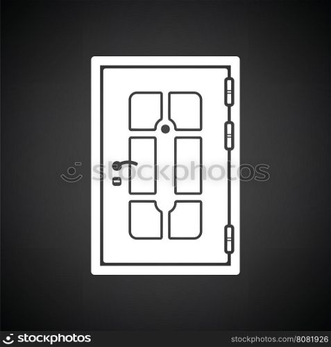 Apartments door icon. Black background with white. Vector illustration.