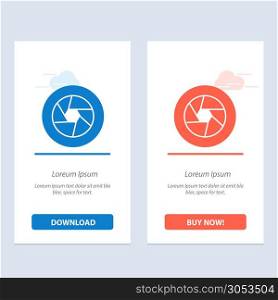 Aperture, Film, Logo, Movie, Photo Blue and Red Download and Buy Now web Widget Card Template