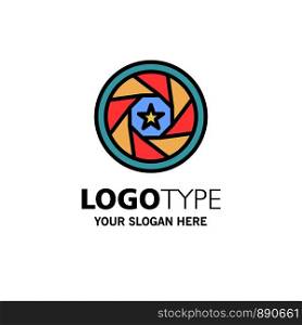 Aperture, Film, Logo, Movie, Photo Business Logo Template. Flat Color