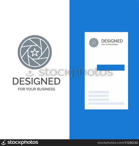 Aperture, Film, Logo, Movie, Photo Grey Logo Design and Business Card Template