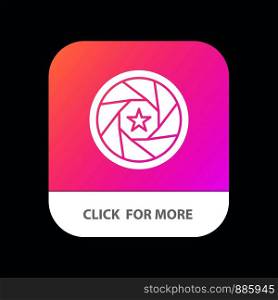 Aperture, Film, Logo, Movie, Photo Mobile App Button. Android and IOS Glyph Version