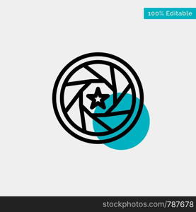 Aperture, Film, Logo, Movie, Photo turquoise highlight circle point Vector icon