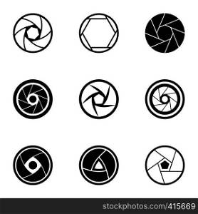 Aperture icons set. Simple illustration of 9 aperture vector icons for web. Aperture icons set, simple style