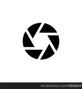 Aperture, Zoom Focus, Camera Shutter. Flat Vector Icon illustration. Simple black symbol on white background. Aperture, Zoom Focus, Camera Shutter sign design template for web and mobile UI element. Aperture, Zoom Focus, Camera Shutter Flat Vector Icon