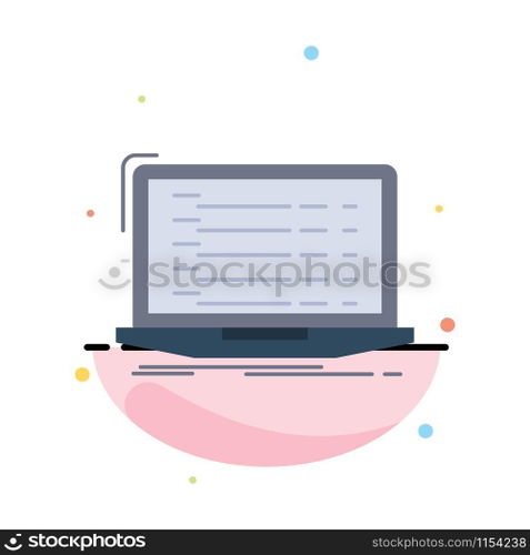 Api, app, coding, developer, laptop Flat Color Icon Vector