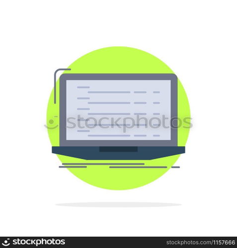 Api, app, coding, developer, laptop Flat Color Icon Vector
