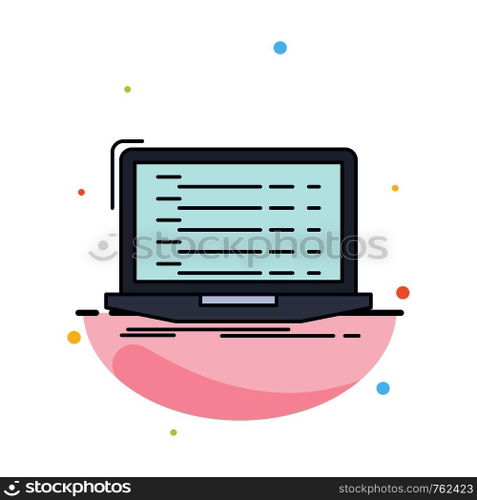 Api, app, coding, developer, laptop Flat Color Icon Vector