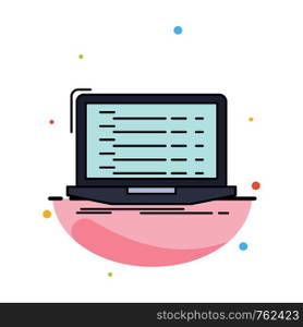 Api, app, coding, developer, laptop Flat Color Icon Vector