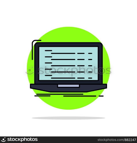 Api, app, coding, developer, laptop Flat Color Icon Vector