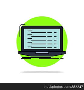 Api, app, coding, developer, laptop Flat Color Icon Vector