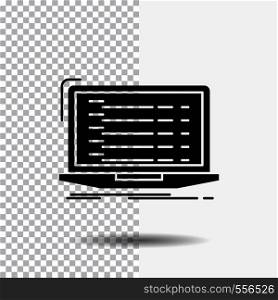 Api, app, coding, developer, laptop Glyph Icon on Transparent Background. Black Icon. Vector EPS10 Abstract Template background