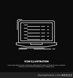 Api, app, coding, developer, laptop Icon. Line vector symbol for UI and UX, website or mobile application. Vector EPS10 Abstract Template background