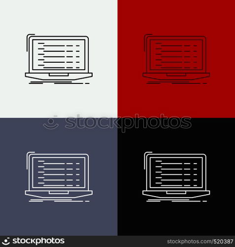 Api, app, coding, developer, laptop Icon Over Various Background. Line style design, designed for web and app. Eps 10 vector illustration. Vector EPS10 Abstract Template background
