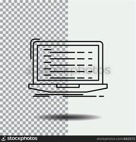 Api, app, coding, developer, laptop Line Icon on Transparent Background. Black Icon Vector Illustration. Vector EPS10 Abstract Template background