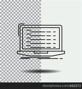 Api, app, coding, developer, laptop Line Icon on Transparent Background. Black Icon Vector Illustration. Vector EPS10 Abstract Template background