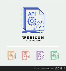 Api, app, coding, developer, software 5 Color Line Web Icon Template isolated on white. Vector illustration. Vector EPS10 Abstract Template background