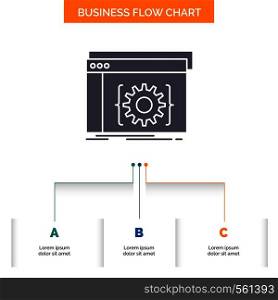 Api, app, coding, developer, software Business Flow Chart Design with 3 Steps. Glyph Icon For Presentation Background Template Place for text.. Vector EPS10 Abstract Template background