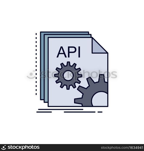 Api, app, coding, developer, software Flat Color Icon Vector