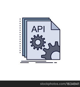 Api, app, coding, developer, software Flat Color Icon Vector