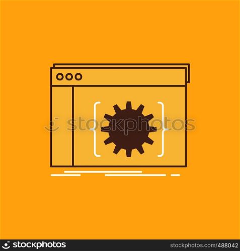 Api, app, coding, developer, software Flat Line Filled Icon. Beautiful Logo button over yellow background for UI and UX, website or mobile application. Vector EPS10 Abstract Template background
