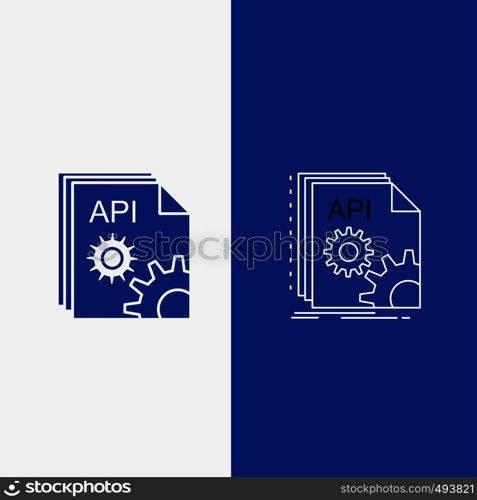 Api, app, coding, developer, software Line and Glyph web Button in Blue color Vertical Banner for UI and UX, website or mobile application. Vector EPS10 Abstract Template background