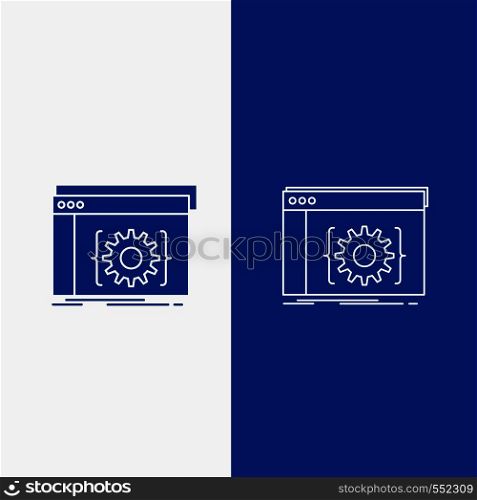 Api, app, coding, developer, software Line and Glyph web Button in Blue color Vertical Banner for UI and UX, website or mobile application. Vector EPS10 Abstract Template background