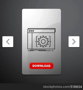 Api, app, coding, developer, software Line Icon in Carousal Pagination Slider Design & Red Download Button. Vector EPS10 Abstract Template background