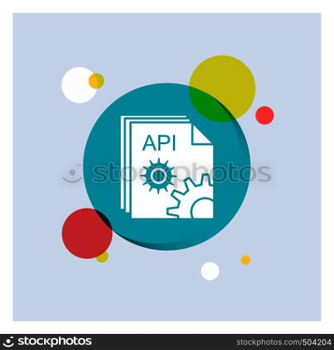 Api, app, coding, developer, software White Glyph Icon colorful Circle Background. Vector EPS10 Abstract Template background