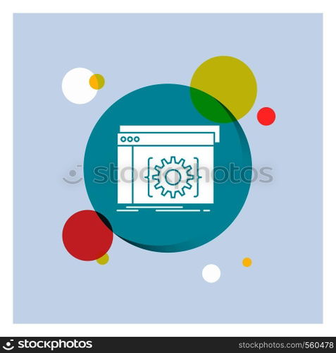 Api, app, coding, developer, software White Glyph Icon colorful Circle Background. Vector EPS10 Abstract Template background