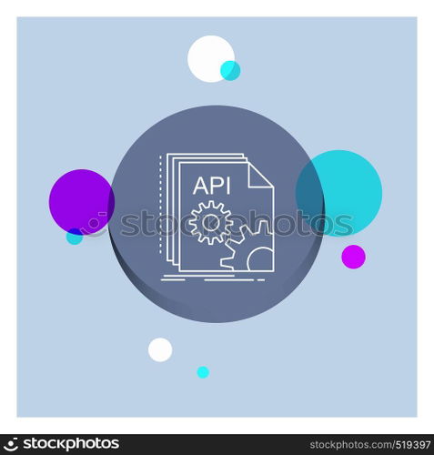 Api, app, coding, developer, software White Line Icon colorful Circle Background. Vector EPS10 Abstract Template background