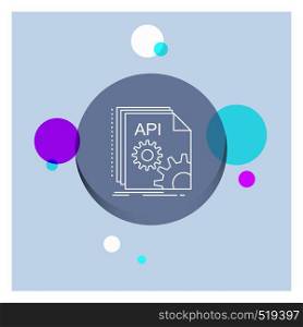 Api, app, coding, developer, software White Line Icon colorful Circle Background. Vector EPS10 Abstract Template background