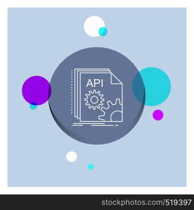 Api, app, coding, developer, software White Line Icon colorful Circle Background. Vector EPS10 Abstract Template background