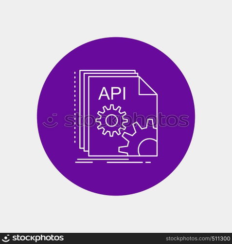 Api, app, coding, developer, software White Line Icon in Circle background. vector icon illustration. Vector EPS10 Abstract Template background