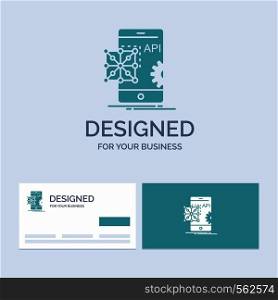Api, Application, coding, Development, Mobile Business Logo Glyph Icon Symbol for your business. Turquoise Business Cards with Brand logo template.. Vector EPS10 Abstract Template background