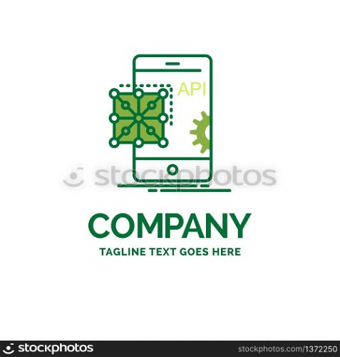 Api, Application, coding, Development, Mobile Flat Business Logo template. Creative Green Brand Name Design.
