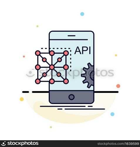 Api, Application, coding, Development, Mobile Flat Color Icon Vector