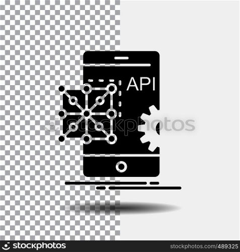 Api, Application, coding, Development, Mobile Glyph Icon on Transparent Background. Black Icon. Vector EPS10 Abstract Template background