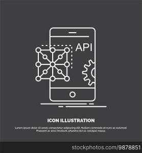 Api, Application, coding, Development, Mobile Icon. Line vector symbol for UI and UX, website or mobile application. Vector EPS10 Abstract Template background