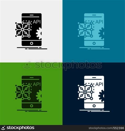 Api, Application, coding, Development, Mobile Icon Over Various Background. glyph style design, designed for web and app. Eps 10 vector illustration. Vector EPS10 Abstract Template background