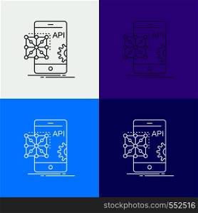 Api, Application, coding, Development, Mobile Icon Over Various Background. Line style design, designed for web and app. Eps 10 vector illustration. Vector EPS10 Abstract Template background