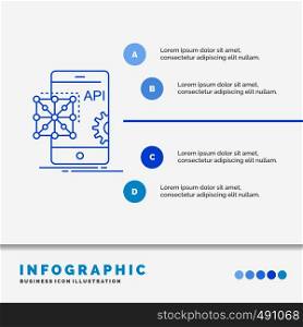 Api, Application, coding, Development, Mobile Infographics Template for Website and Presentation. Line Blue icon infographic style vector illustration. Vector EPS10 Abstract Template background