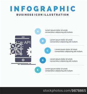 Api, Application, coding, Development, Mobile Infographics Template for Website and Presentation. GLyph Gray icon with Blue infographic style vector illustration.. Vector EPS10 Abstract Template background