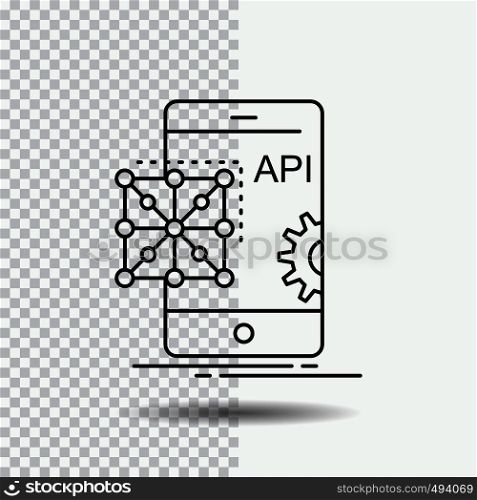 Api, Application, coding, Development, Mobile Line Icon on Transparent Background. Black Icon Vector Illustration. Vector EPS10 Abstract Template background