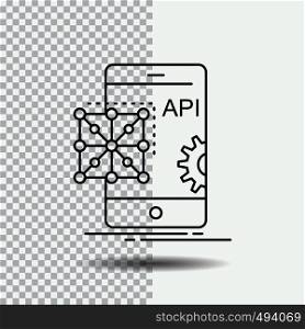 Api, Application, coding, Development, Mobile Line Icon on Transparent Background. Black Icon Vector Illustration. Vector EPS10 Abstract Template background