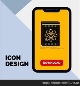 Api, application, developer, platform, science Glyph Icon in Mobile for Download Page. Yellow Background. Vector EPS10 Abstract Template background