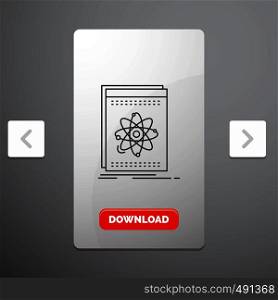 Api, application, developer, platform, science Line Icon in Carousal Pagination Slider Design & Red Download Button. Vector EPS10 Abstract Template background