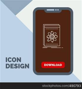 Api, application, developer, platform, science Line Icon in Mobile for Download Page. Vector EPS10 Abstract Template background